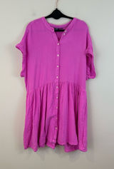 GAP Cotton Gauze Mini Shirtdress Bright Pink Button Front Size XXL Photo 0
