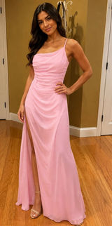 AZAZIE Pink maxi dress with ruched detailing and slit #formal #eveningwear or prom Just take some pictures with it and didn’t wear it again Size A6 Photo 0