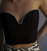 ZARA Black Embellished Bustier Corset Crop Top Bloggers Favorite Size Large Photo 0