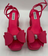 Steve Madden Aerin Satin Platform Heels Rhinestone Bow Pink size 8 Barbiecore Photo 0