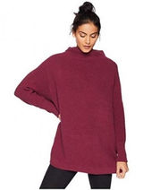 Free People Ottoman Slouchy Tunic sweater oversized burgundy ribbed cozy small Photo 0