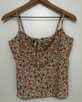 Abercrombie & Fitch | Women's Cream Red Green Floral Tie Front Cami Top, Size M Photo 0