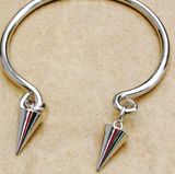 Silver Tone Open Cuff Spike Charm Bangle Photo 0