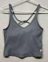Vuori Ribbed Tank Women M Gray Blue Ribbed Strappy Cross Back VW189 No Pads Photo 0