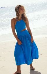 Free People Suki Midi Blue Dress Size Medium Photo 0