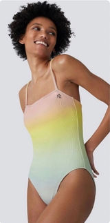 NWT Perfect Moment Women Pastel Rainbow Ombre Sol‎ Crinkle One Piece Swimsuit XL Photo 0