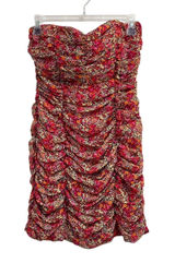 Forever 21 Strapless Ruched Floral Mini Dress Y2K Bodycon Tube Sz M Photo 0