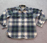 Vintage L.L. Bean Plaid Flannel Shirt Green Blue Chamois Button Up Womens Medium Photo 0