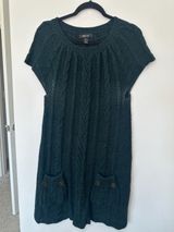 Style & Co Cable Knit Short Sleeve Sweater Dress Size XL Dark Green Pocket Photo 0