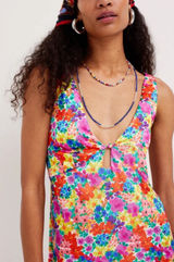 For Love & Lemons $252 Merrill Midi Slip Dress V‎ Neck Keyhole Cutout Tie Back S Photo 0