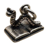 Vintage Shube Dakota West Sterling Silver Bookworm Book Charm 1.89g Photo 0