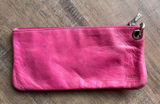 Hobo International Pink Leather Zip Clutch Wallet Floral Lining Grommet Detail Photo 0