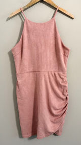 Hyfve Mini Dress Womens Large Pink Faux Suede Ruched Halter Tulip Hem HF19H105DG Photo 0