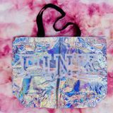 Victoria's Secret PINK Iridescent Holographic Reusable Tote Bag Large Silver‎ Photo 0