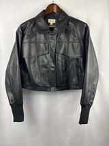 Women’s Open Edit Size 1X Black Faux Leather Biker Jacket Photo 0
