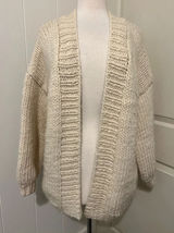 Handmade Heavy Knit‎ Crochet Open Cardigan Sweater Oversized Chunky Fall Grandma Photo 0