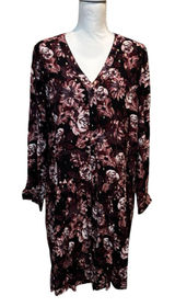 Garnet Hill Dress Women 12 Black Moody Floral Pockets Knee Length‎ Boho Artsy Photo 0