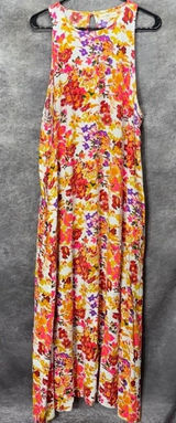 Natural Life Katie Floral Maxi Dress L XL Sleeveless Vibrant Boho Pockets Print Photo 0