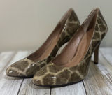 Vince Camuto Faliat‎ Pumps Womens 7B Brown Giraffe Patent Heels Very Good Photo 0
