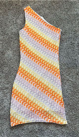 Altar'd State One-Shoulder Crochet Dress in Orange, Lavender & Yellow Photo 0
