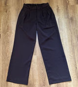 Quince Stretch Crepe Pleated Wide Leg Pants Coffee Bean Brown Size 4 Photo 0
