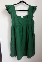 aerie Emerald Green Ruffle Sleeve Cotton Dress Photo 0