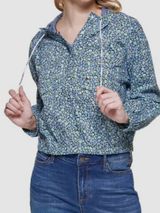 NEW Tommy Hilfiger Blue Floral Cotton Hoodie Pullover Jacket Medium Photo 0