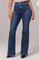 Abercrombie Curve Love Ultra High Rise Stretch Flare Jean - Dark Wash Photo 0