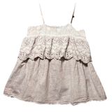 POL Boho Eyelet Embroidered Babydoll Cami Top Pink Ruffle Cotton Lace S Photo 0
