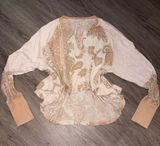 We The Free Cream & Tan Paisley Long Sleeve Top Photo 0