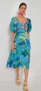 Jungle Panther Puff-Sleeve Cutout Dress Photo 0