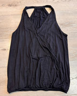 Fashion Black Sleeveless Wrap Neck‎ Ruched Hem Tank Top Womens Medium M Photo 0