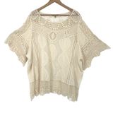 Democracy Womens 3X Top Cream Crochet Lace Boho Festival Minimalist Ethereal Photo 0