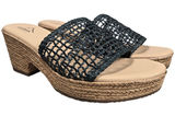 Cliffs by White Mountain Biankka Wedge Espadrille‎ Sandals Black Woven Size 10 Photo 0