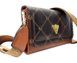 NWT Valentino Orlandi Printed Crossbody - Gorgeous! $159 Brown/gold Photo 0