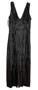 Lee Jordan Vintage Sequin Formal Dress Women's 14 Black‎ Evening 70s Whimsigoth Photo 0
