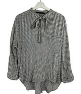 Zara Woman Size L Blouse Black Polka Dot Tie Neck Long Sleeve Flowy Long‎ Sleeve Photo 0