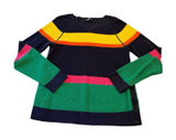 Lauren Jeans Co Ralph Lauren Woman's L Striped Waffle Knit Sweater Preppy Vtg Photo 0