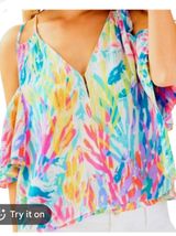 Lilly Pulitzer medium sparkling sands Colorful Cold-Shoulder V-Neck Women's Top Photo 0