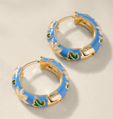 Francesca's Vanessa Vintage Inspired Enamel Floral Hinged Hoops Earrings Photo 0