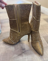 Glaze‎ Gold Rhinestone Stiletto Ankle Boots - Size 6 - Bling/Concert Ready Photo 0