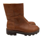 Vince Camuto Telvanni Tan Leather Faux‎ Fur Lined Lug Sole Boots Womens 8.5 M Photo 0