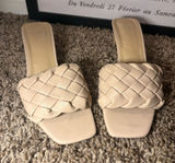 H&M Beige Woven Braided Heeled Sandals – Women’s 5.5 / EU 36 Photo 0