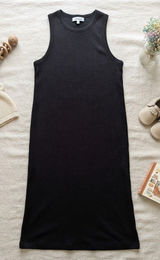 Motherhood Maternity Black Textured Sleeveless Midi Dress Side Slit Large Photo 0