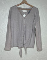 Always Fabulous Cozy Soft Tie Front Button‎ Cardigan Sweater NWT Women Beige XL Photo 0