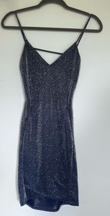 Windsor V Neck Open Strappy Back Sleeveless Glittery Sparkly Mini Dress Small Photo 0