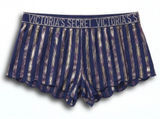 Victorias Secret Navy Gold Metallic Stripe Scallop Pajama Shorts Small Photo 0
