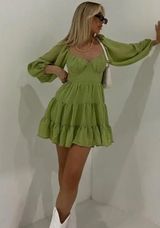 Princess Polly Green Tiered Dress Photo 0