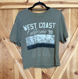 Source Unknown West Coast California 99 Graphic Cropped Tee Shirt Size Large Retro Green Photo 0