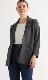 Quince Large 100% Organic Cotton Knit Blazer Grey Capsule Classic XL Minimalist Photo 0